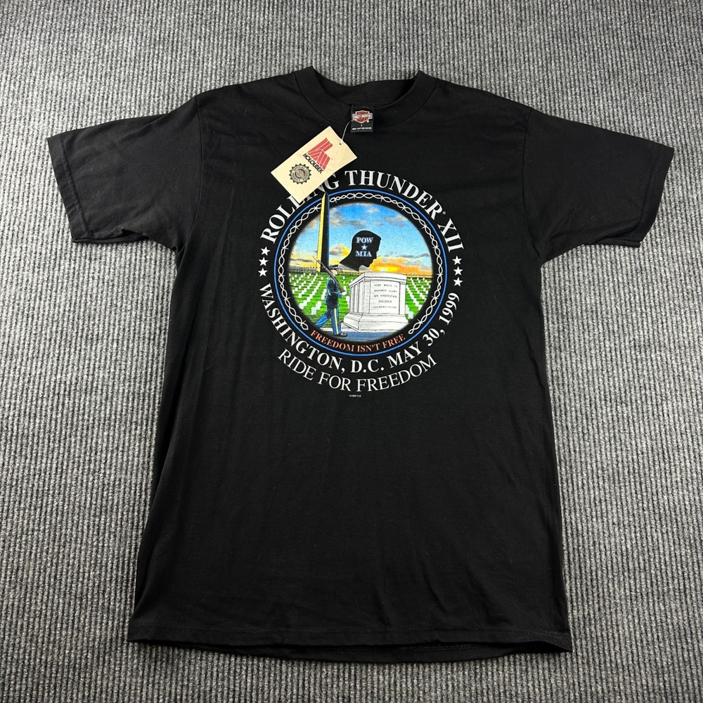 Vintage Harley Davidson Rolling Thunder XII 1999 T-Shirt Holoubek NWT Black L